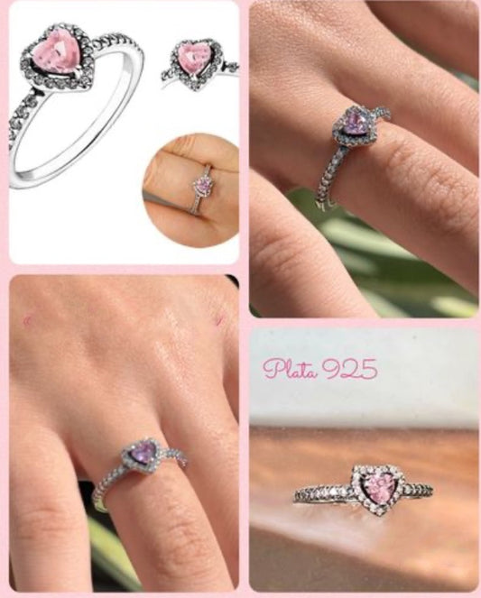 Anillo de Plata 925 con Zirconias modelo Corazón