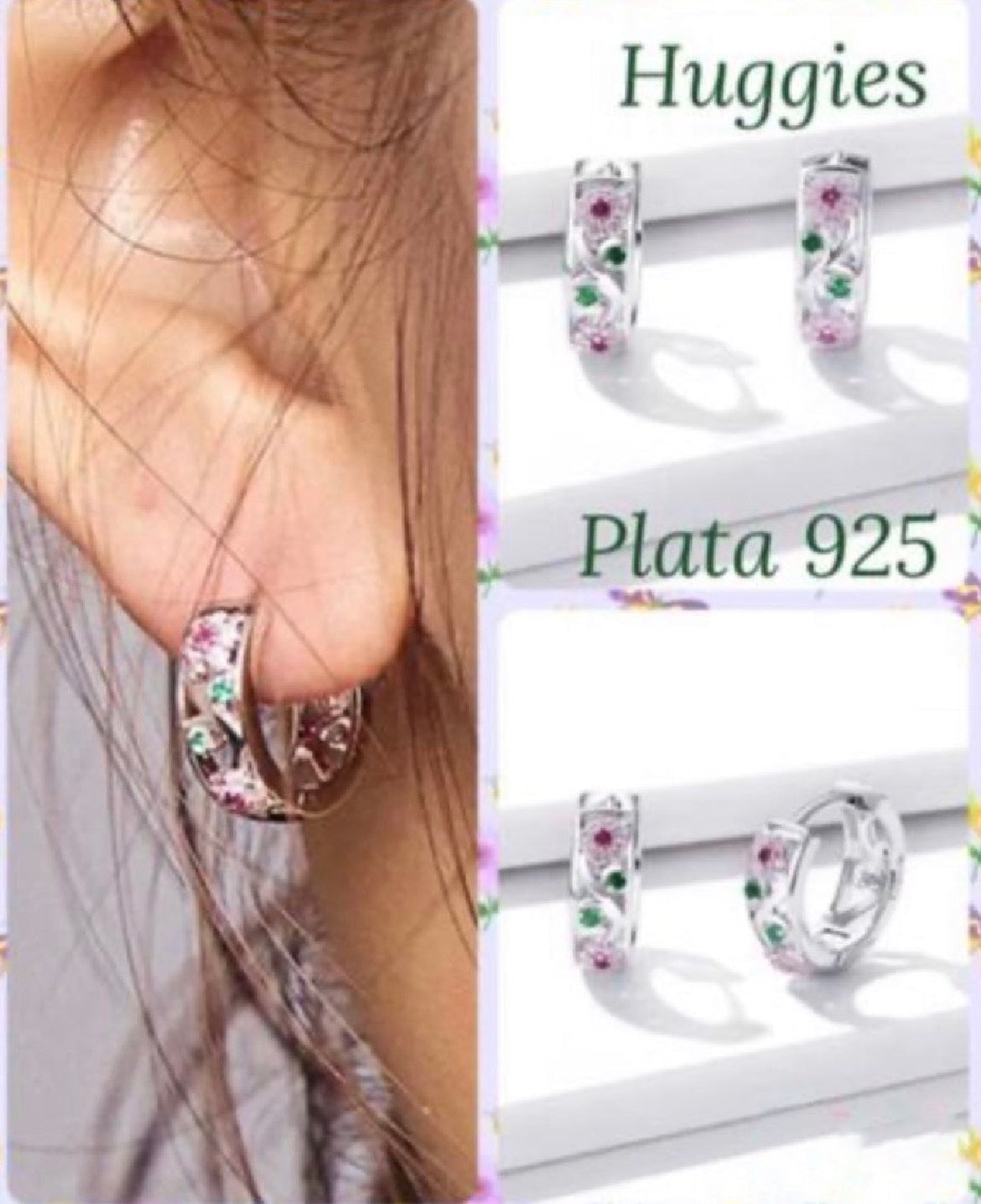 Huggies de Plata 925 con Zirconias