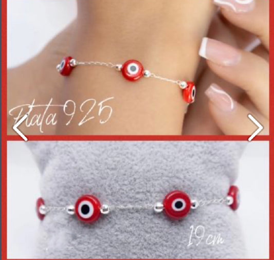 Pulsera de Plata 925 con Ojo Turco de Vidrio