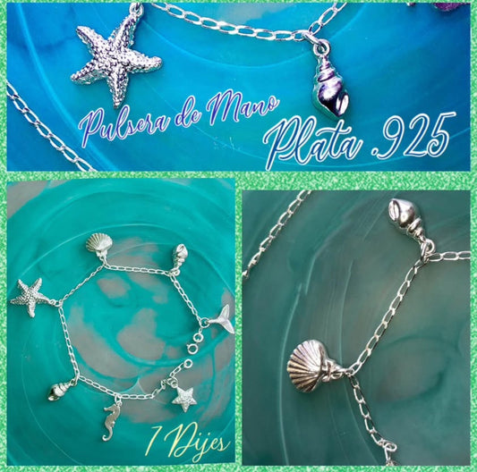 Pulsera de Plata 925 con 7 Dijes