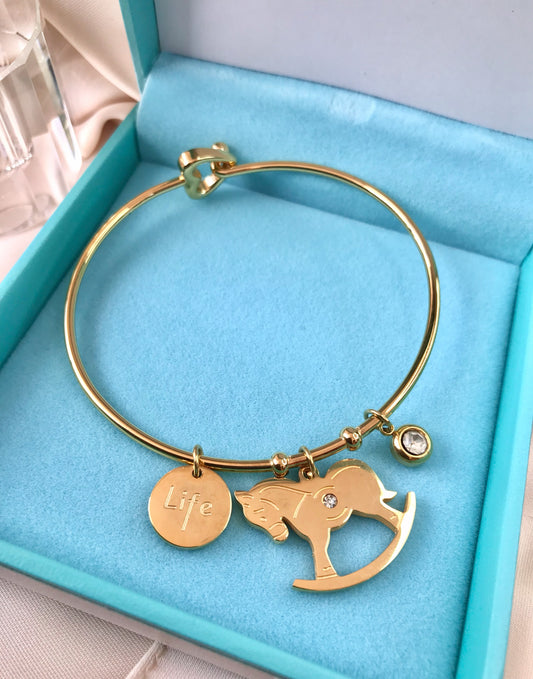 Pulsera Rígida de Acero Inoxidable con Zirconia